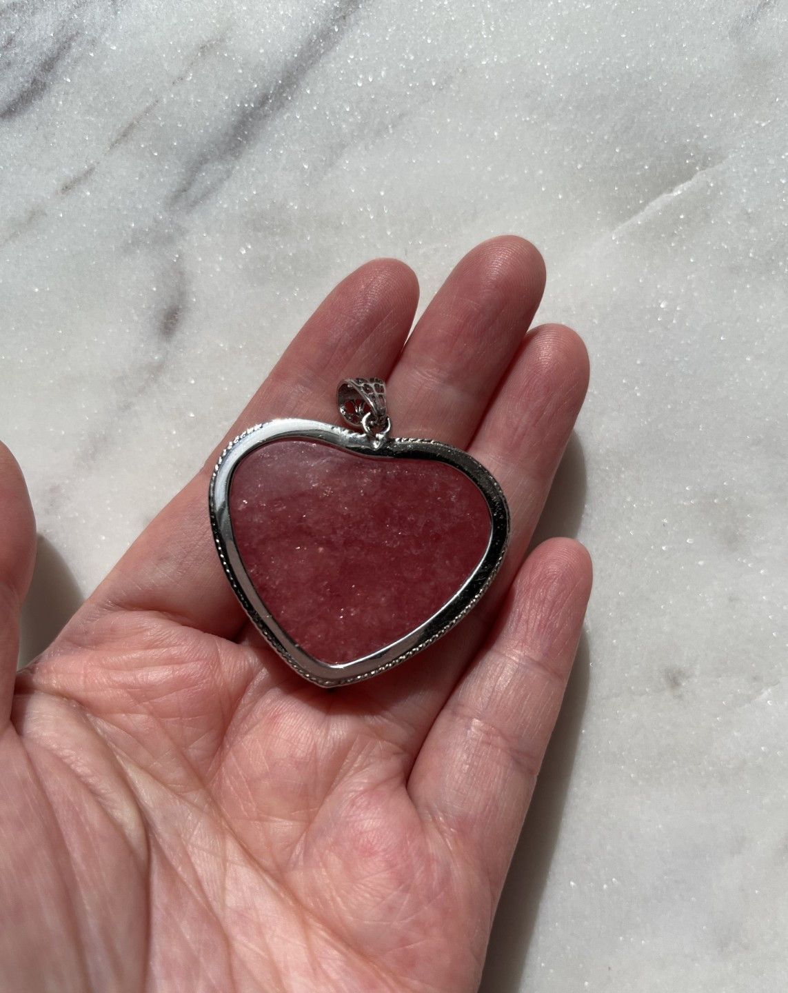 Rare X-Large Genuine Rhodochrosite Puffy Heart Statement Pendant
