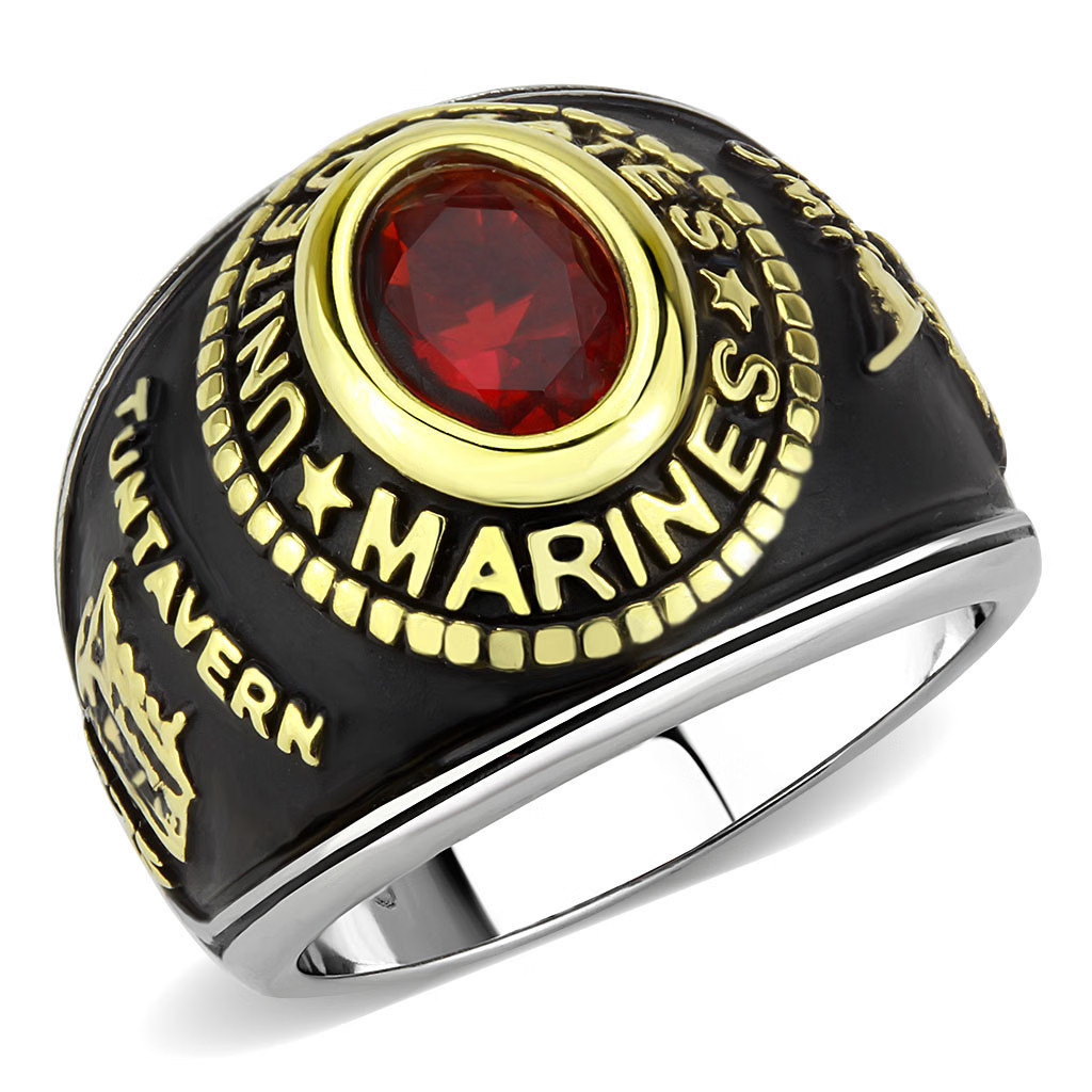 TK3723 – Two-Tone IP Gold (Ion Plating) Stainless Steel Ring with Synthetic Synt