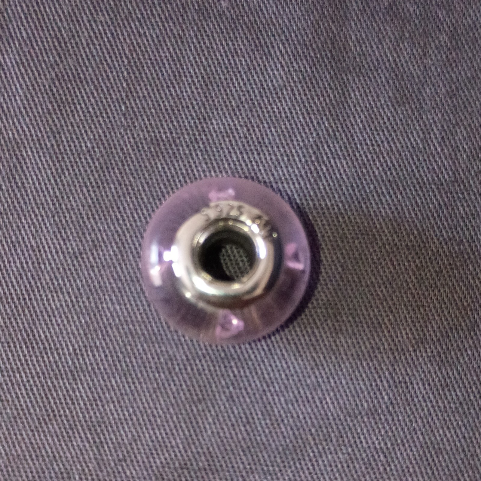 PANDORA Purple Glass Bead Charm, Round, Silver Tone/Silver Metal