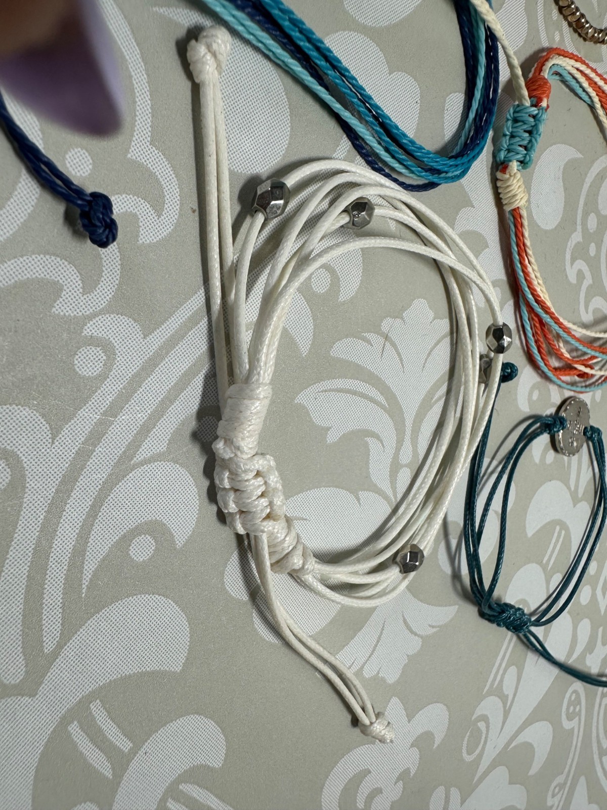 Adjustable String Cord Bracelets With Beads And Charms Multicolor Lot of 5