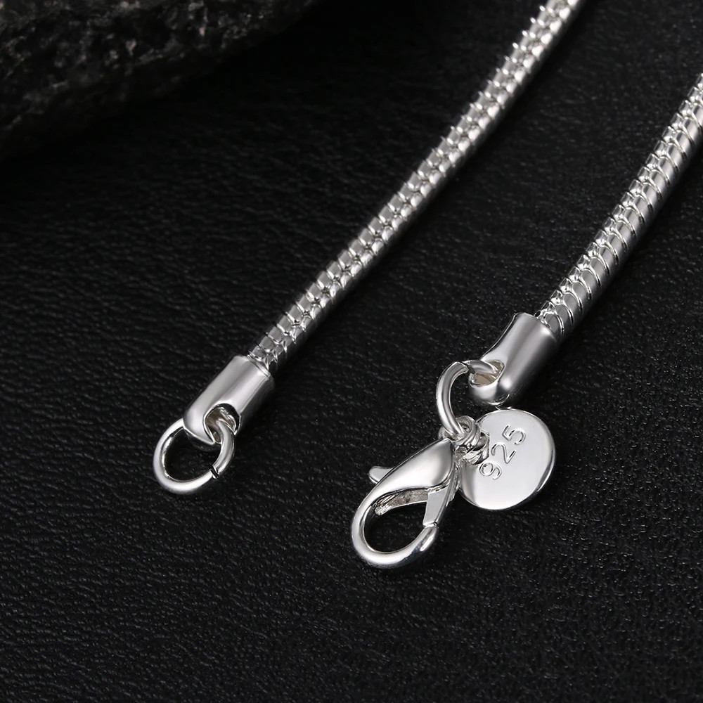 45-60cm 925 Silver 1MM/2MM/3MM solid Snake Chain Necklace For Men Women Fashion