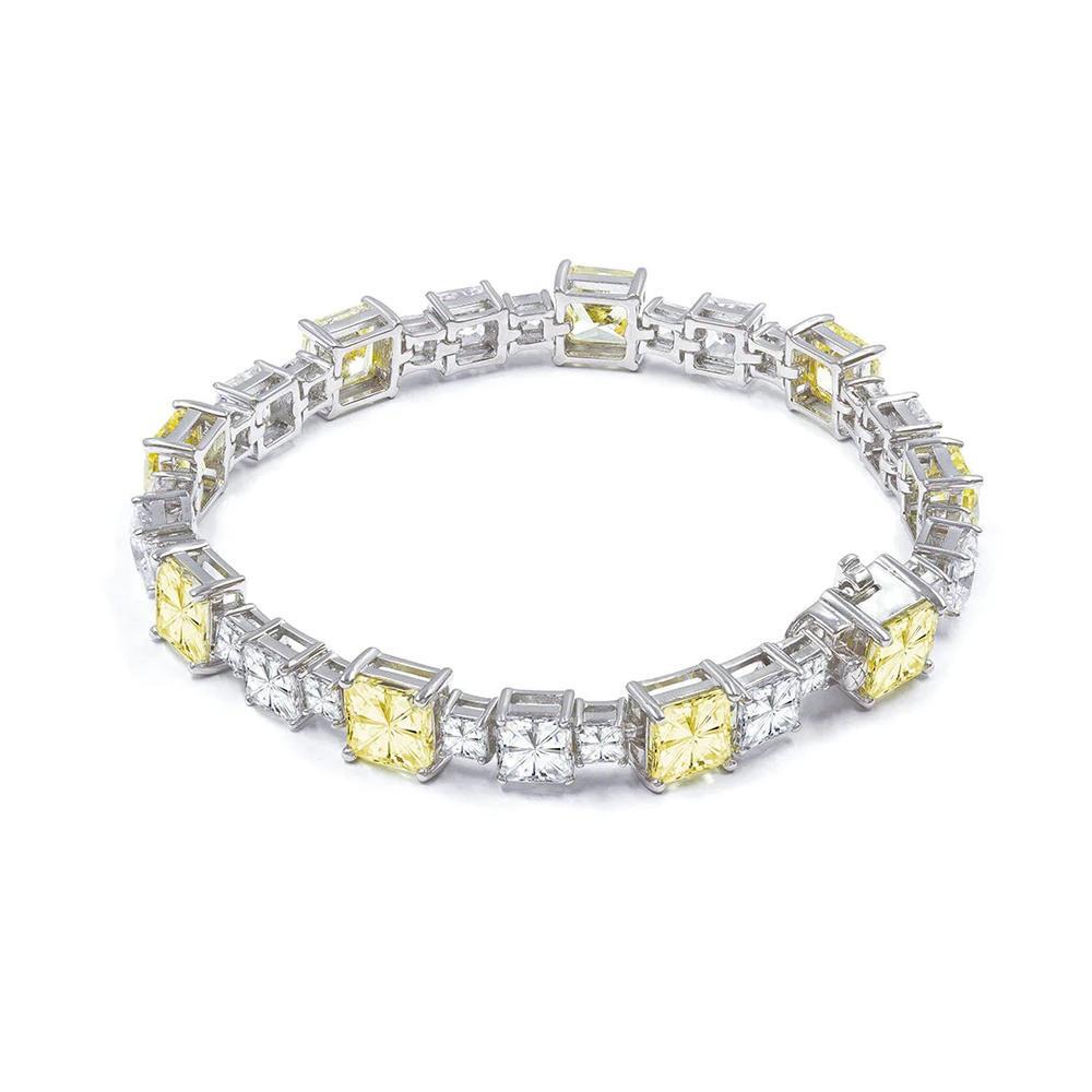 TheJewelryHut Designer Vintage-Inspired Yellow&White Crystalline Silver Bracelet