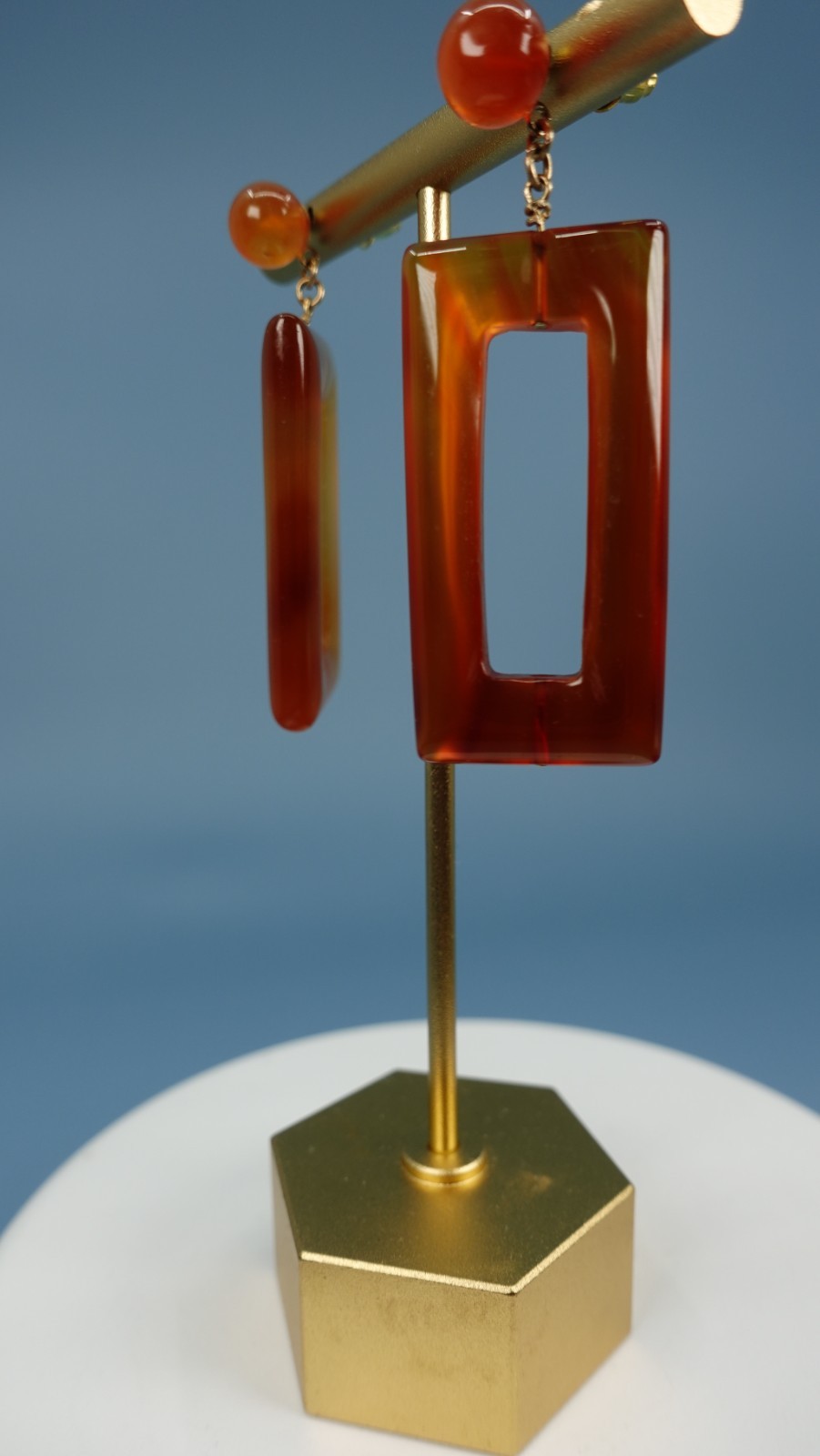 Statement Carnelian Drop Earrings 14k posts approx. 1.5″ Cute!!