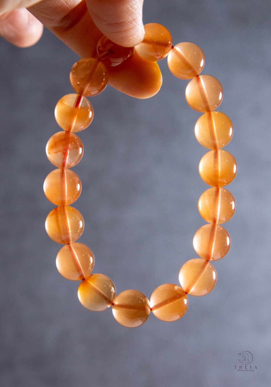 11mm Red Rabbit Hair Quartz Beaded Bracelet, Venus Crystals, Rutilated Quartz