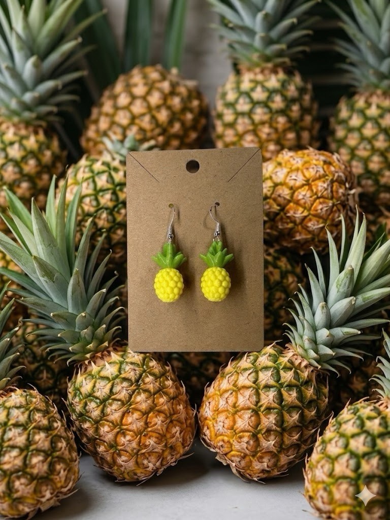 Pineapple Dangle Earrings Tropical Style Fruit Jewelry Summer Party Accessory