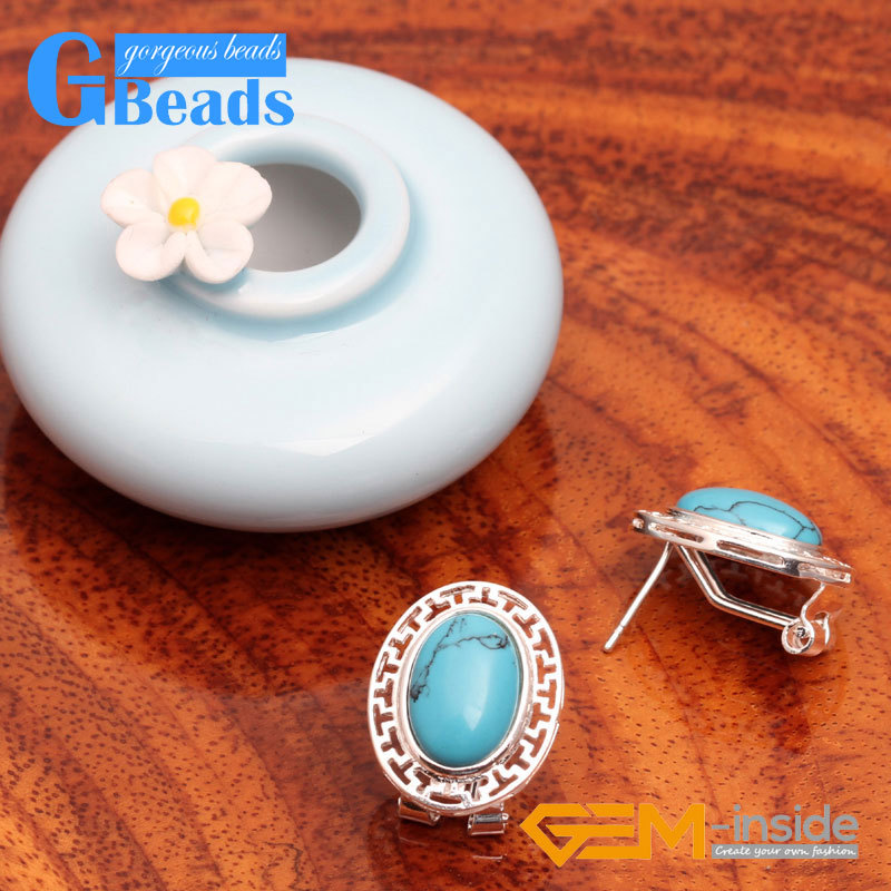 Stud Jewelry Oval Stone Silver Lever Back Hoop Earring For Women Free Shipping