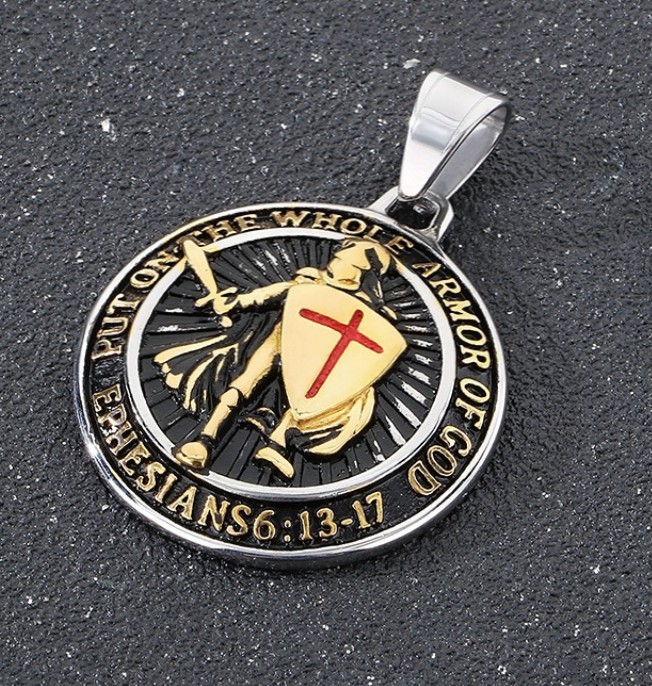 Inspirational Religious Armor of God Templar Necklace (Includes 24″ Chain)