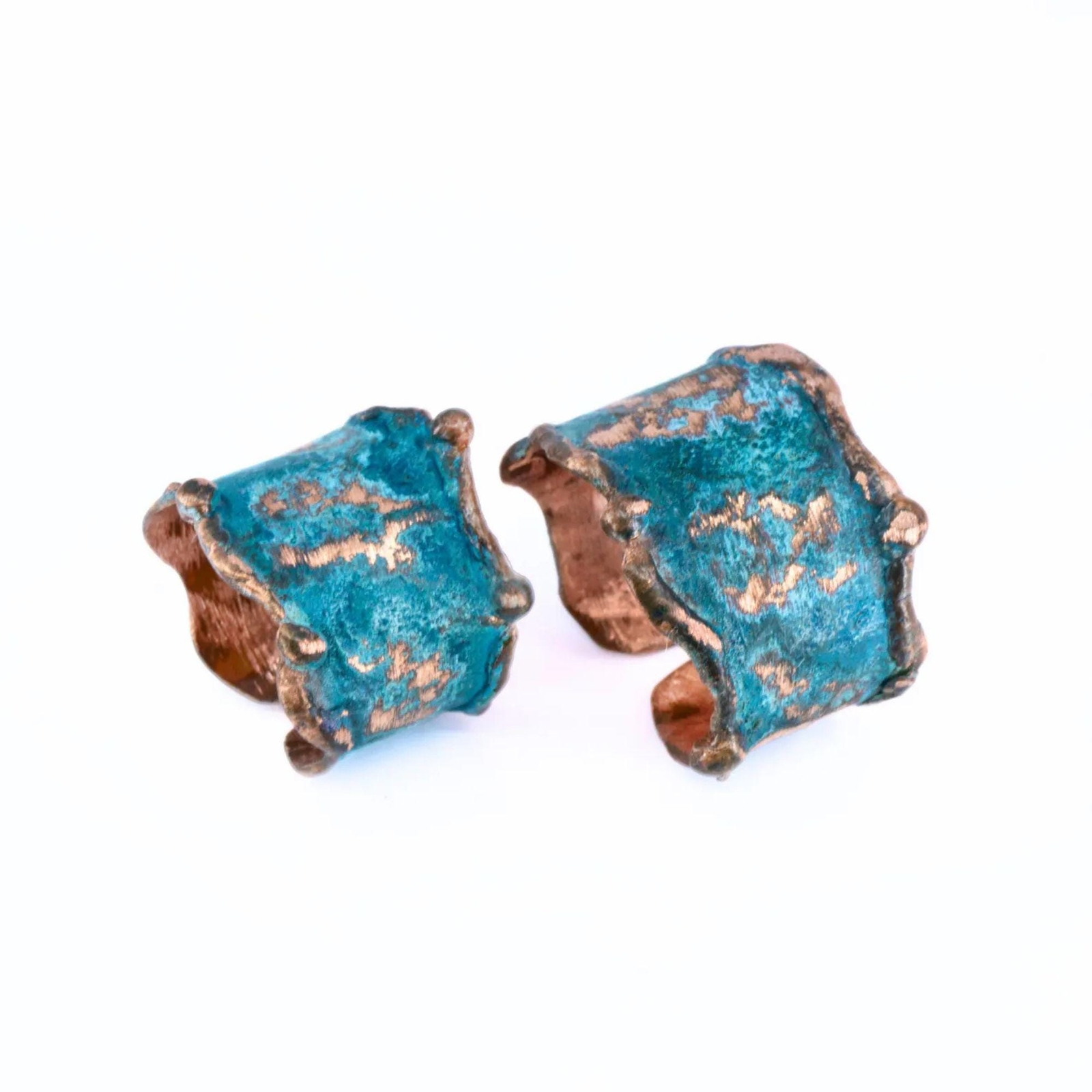 Solid Copper Statement Patina Men’s OR Women’s Ring With Molten Copper Edging