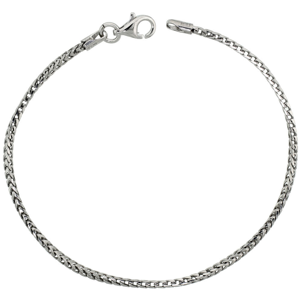 Sterling Silver Rhodium Finish 1.5mm Franco Chain Necklace, Made in Italy