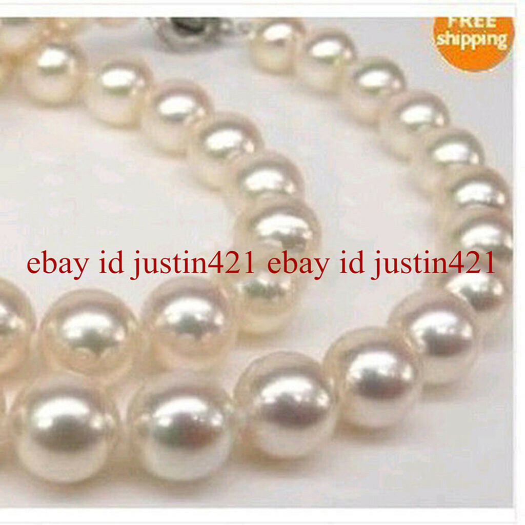 GENUINE AAA 8-9MM WHITE SOUTH SEA REAL PEARL NECKLACE 18″