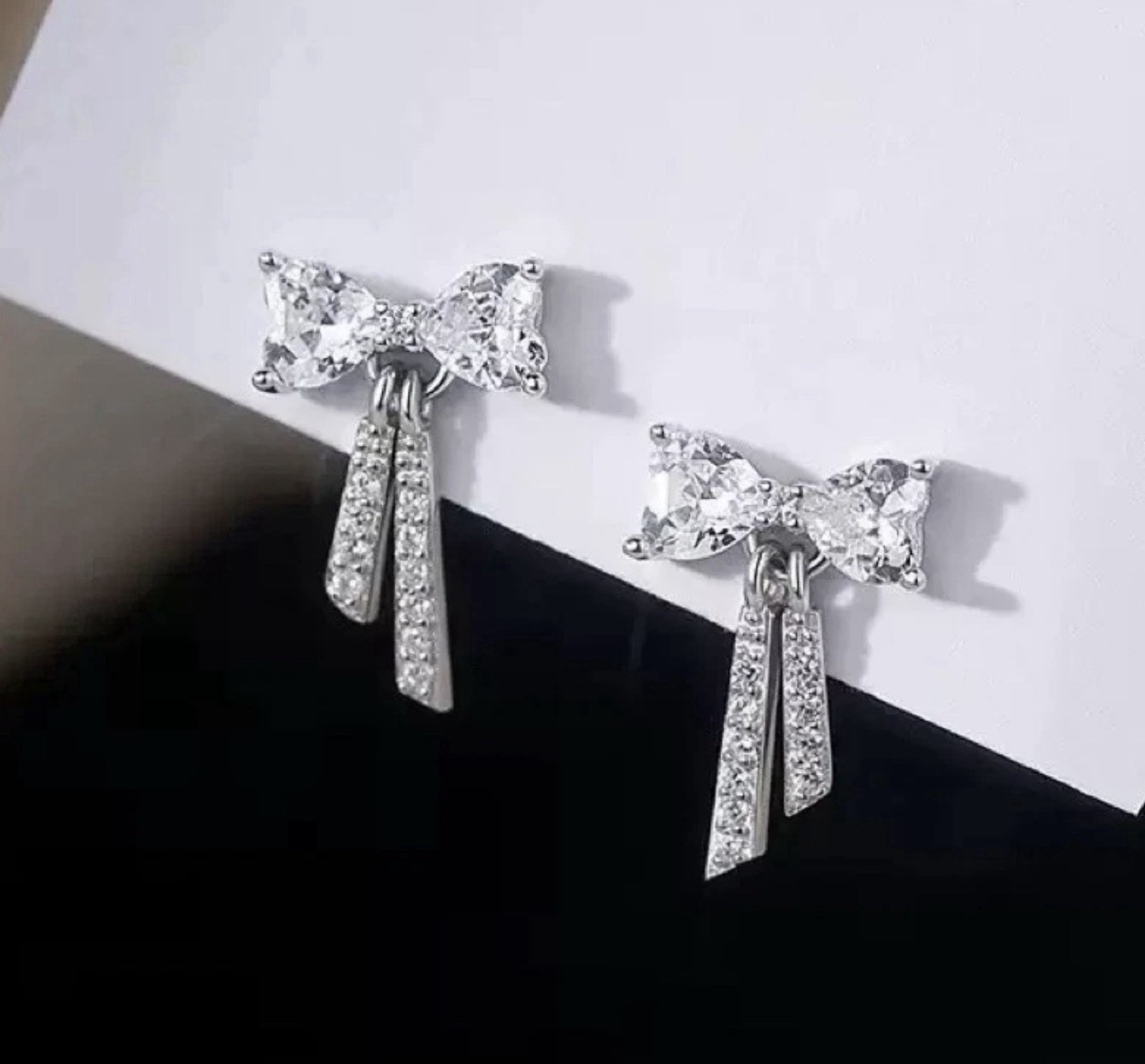 925 Sterling Silver Crystal Bow Stud Earrings Jewellery Women Girls Gift UK