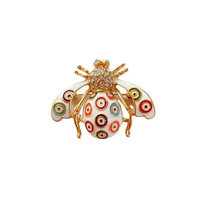 Women Crystal Cute Enamel Bee Brooches Pins Baroque Pearl Insect Jewelry