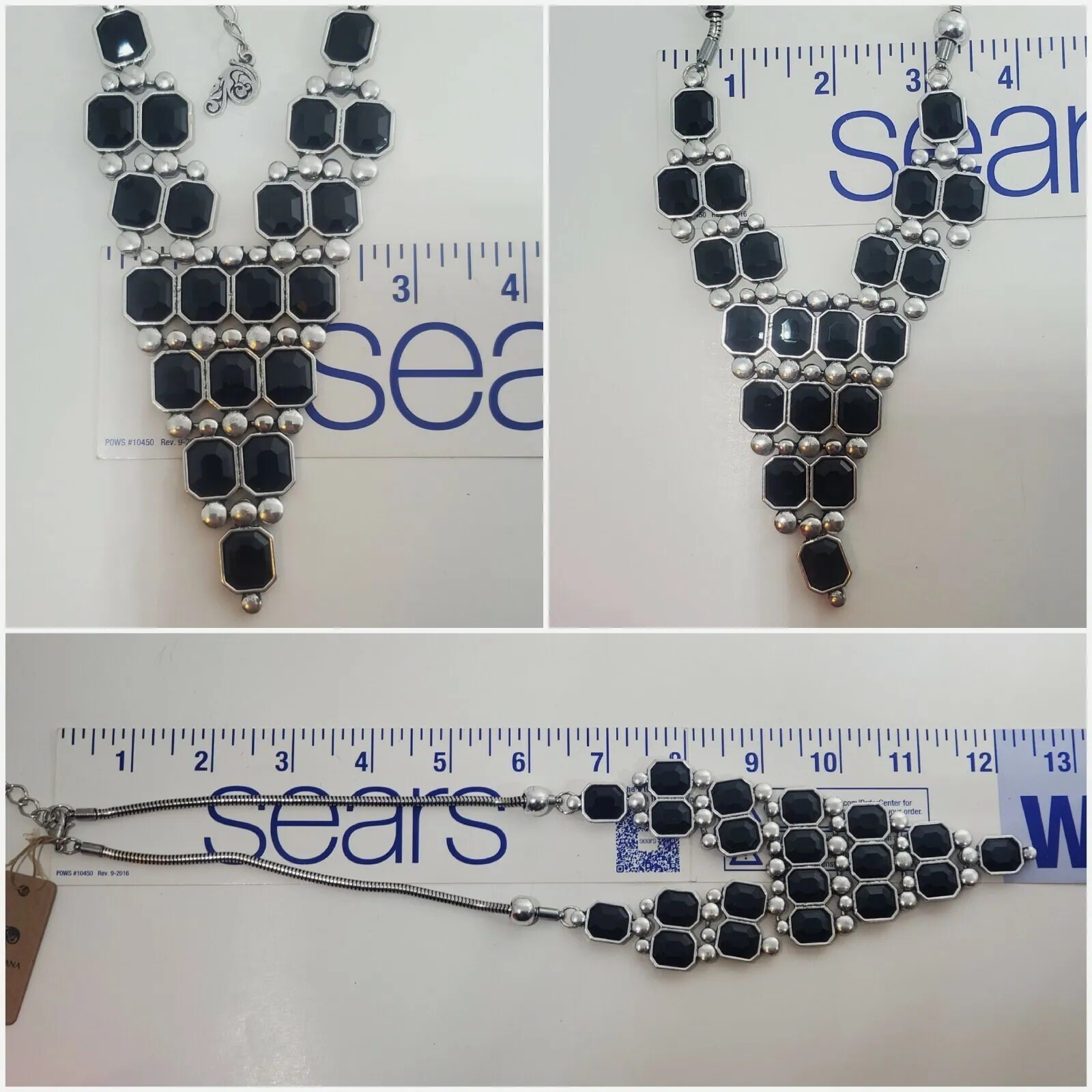 Designer PASSIANA Black Onyx Pyramid RUNAWAY BIB STATEMENT NECKLACE NOS RETIRED