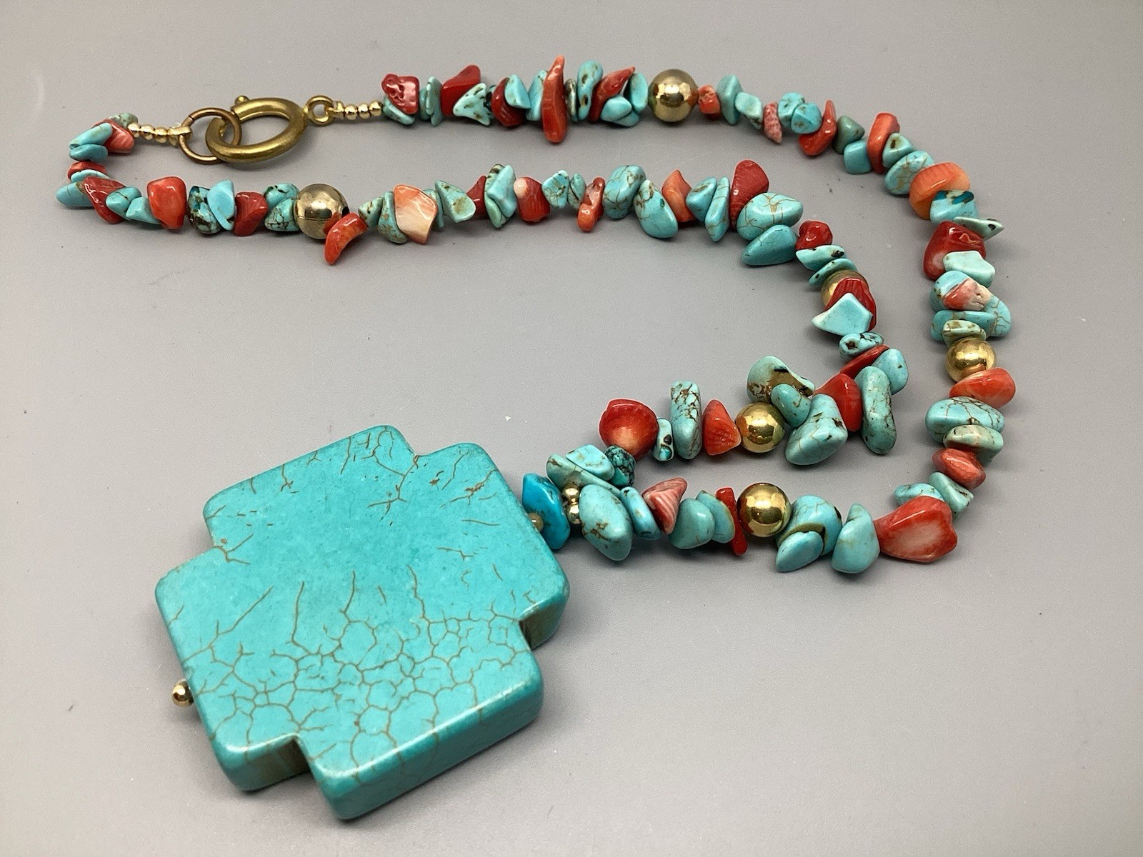 Lot of 4 Faux Turquoise, Lapis, Coral, Costume Necklaces Southwestern Style