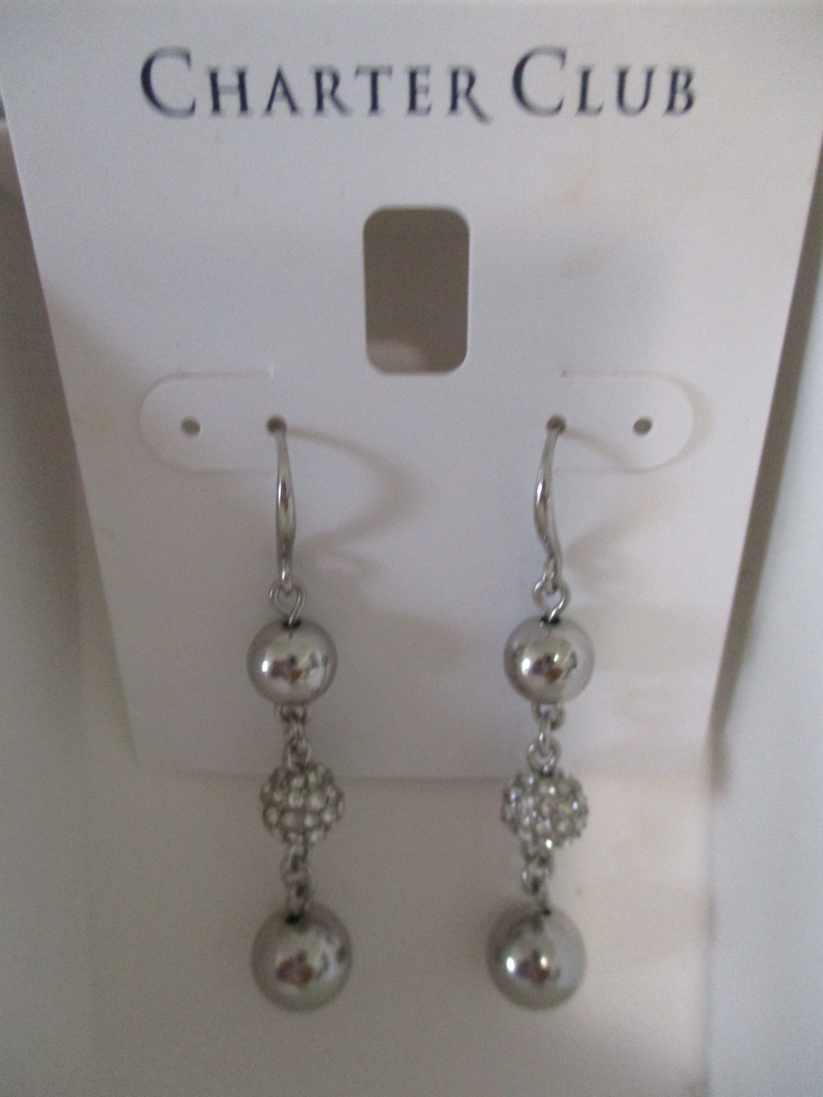 Charter Club Drop/Dangle Faux Crystal and Silvertone Festive Earrings~NWT