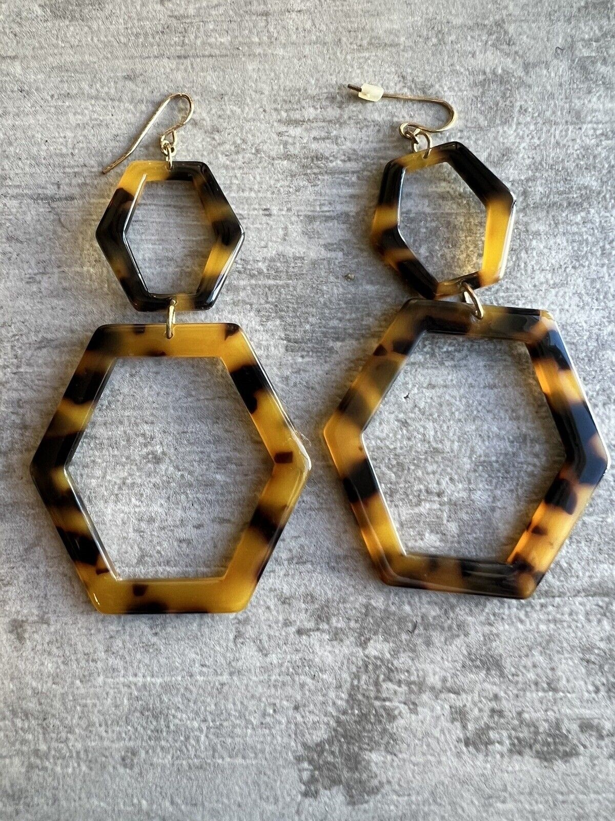 Los Angeles Boutique Tortoise Brown Black Dangle Drop Geometric Fashion Earrings
