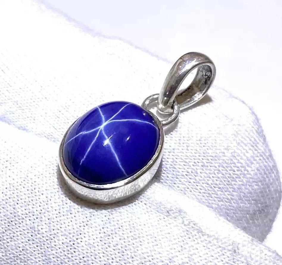 24.05 Ct Certified Natural Blue Star Sapphire 925 Solid Silver Pendant Gemstone