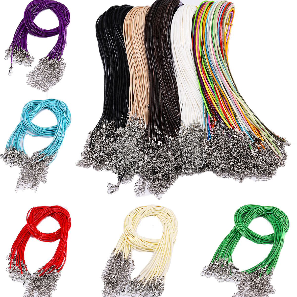 18” Mix Wholesale Leather String Charms Necklace Cords Rope Bulk Lot Cords USA