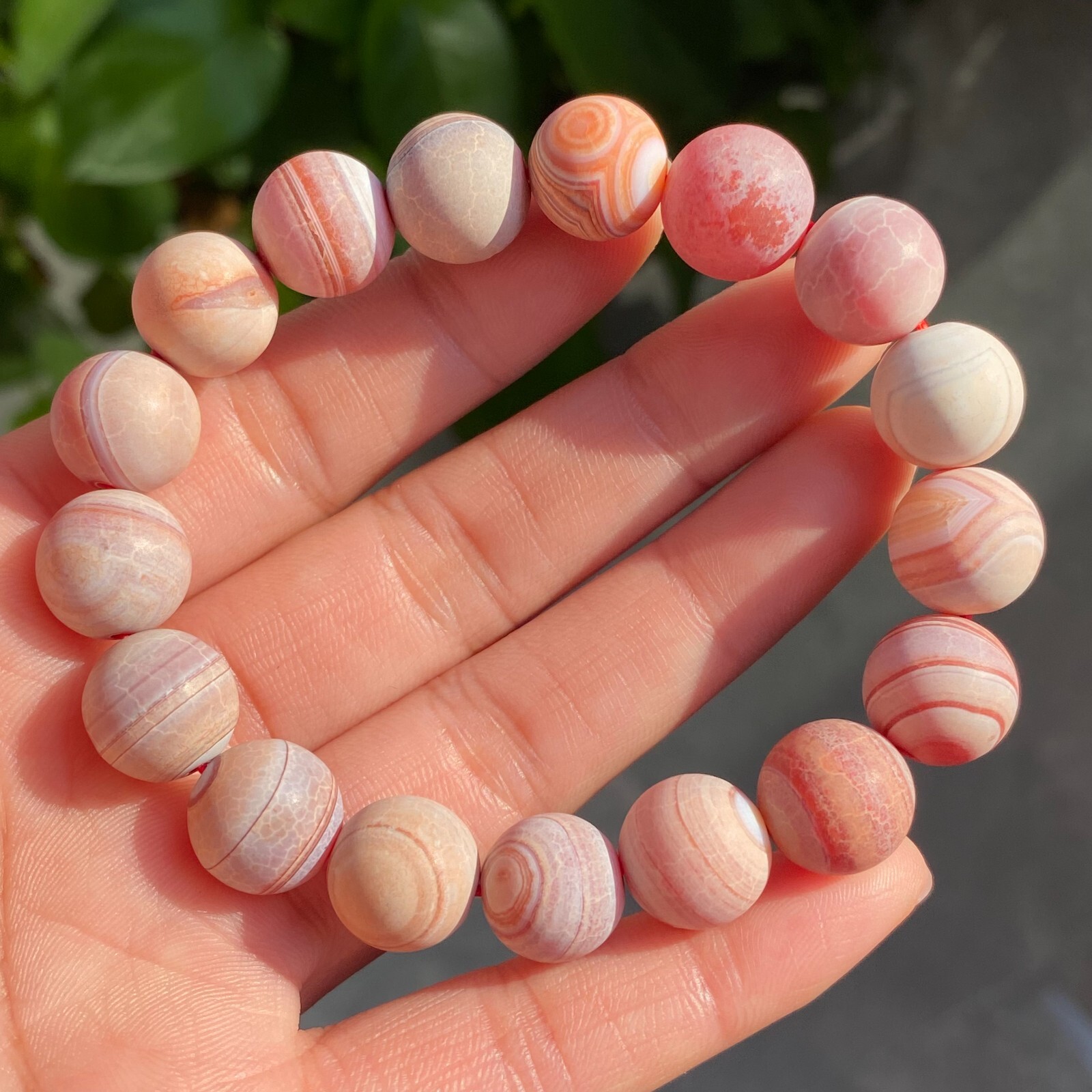 12mm Natural Red Gobi Agate Eyes Madagascar stone Bracelet (not polished) B1529