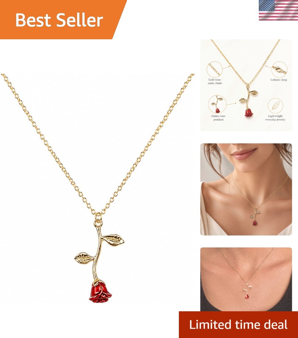 Trendy Layered Rose Gold Necklace with Flower Pendant – 18-Inch Adjustable