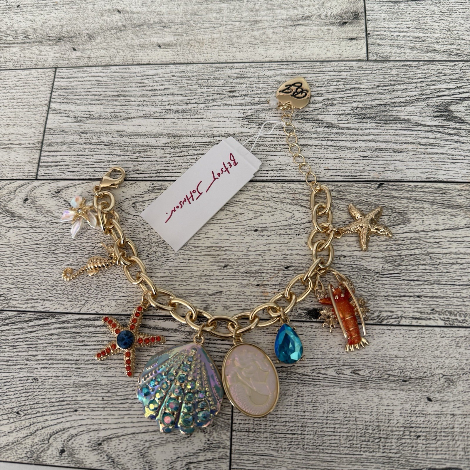 Betsey Johnson Mermaid Jewels Charm Bracelet lobster shell starfish Beach NWT