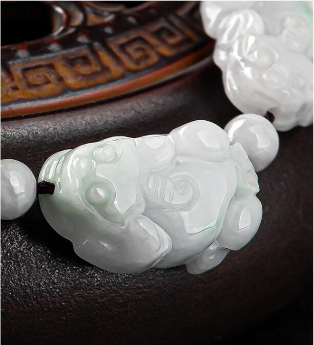 Real Grade A Natural White Jade Jadeite Women Men 5pcs Pixiu Beads Bracelet