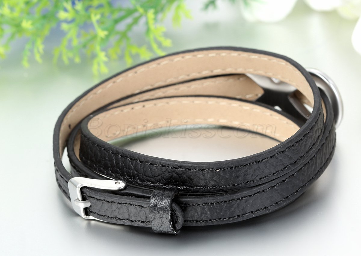 Women’s Stainless Steel Love Infinity Symbol Leather Bracelet Charm Cuff Bangle