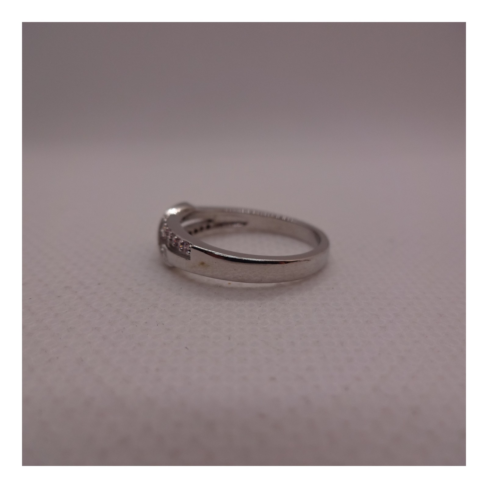 HOPE CrissCross Rhinestone Ring Size 5 &WingedHeart Band Ring Size 7 Silver Tone