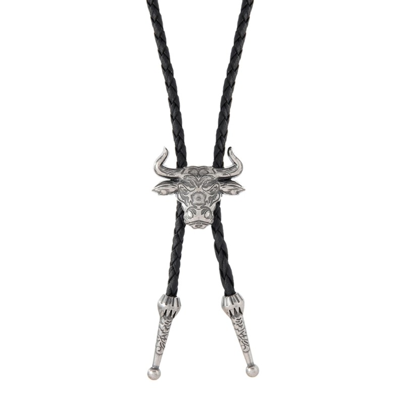 Unisex Necklace Lightweight Metal Cattle Charm Durable PU Leather Rope Accessory