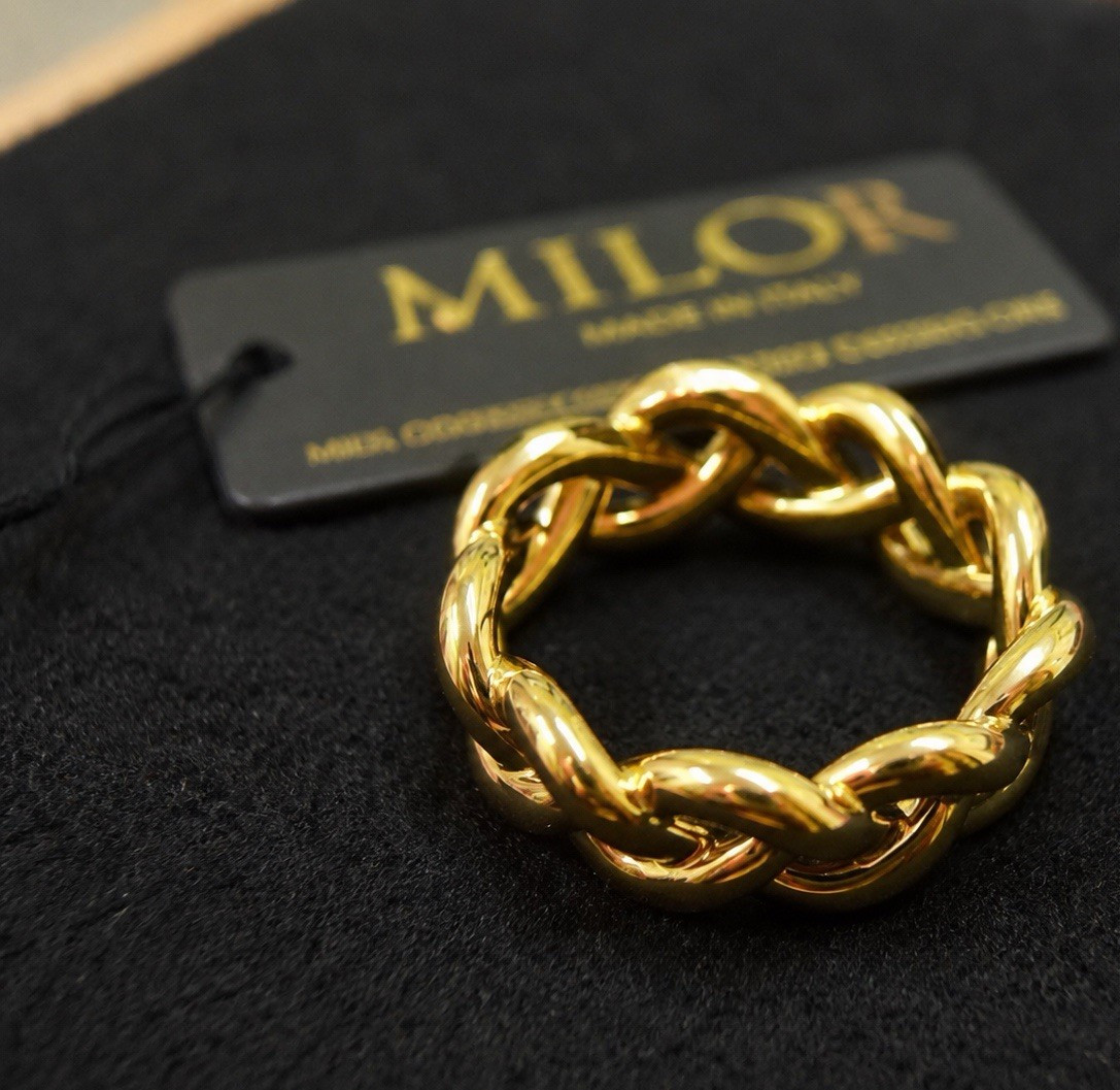 Milor 14K Gold Electroform Resin Core Chain Link Band Ring Size 7 Italy
