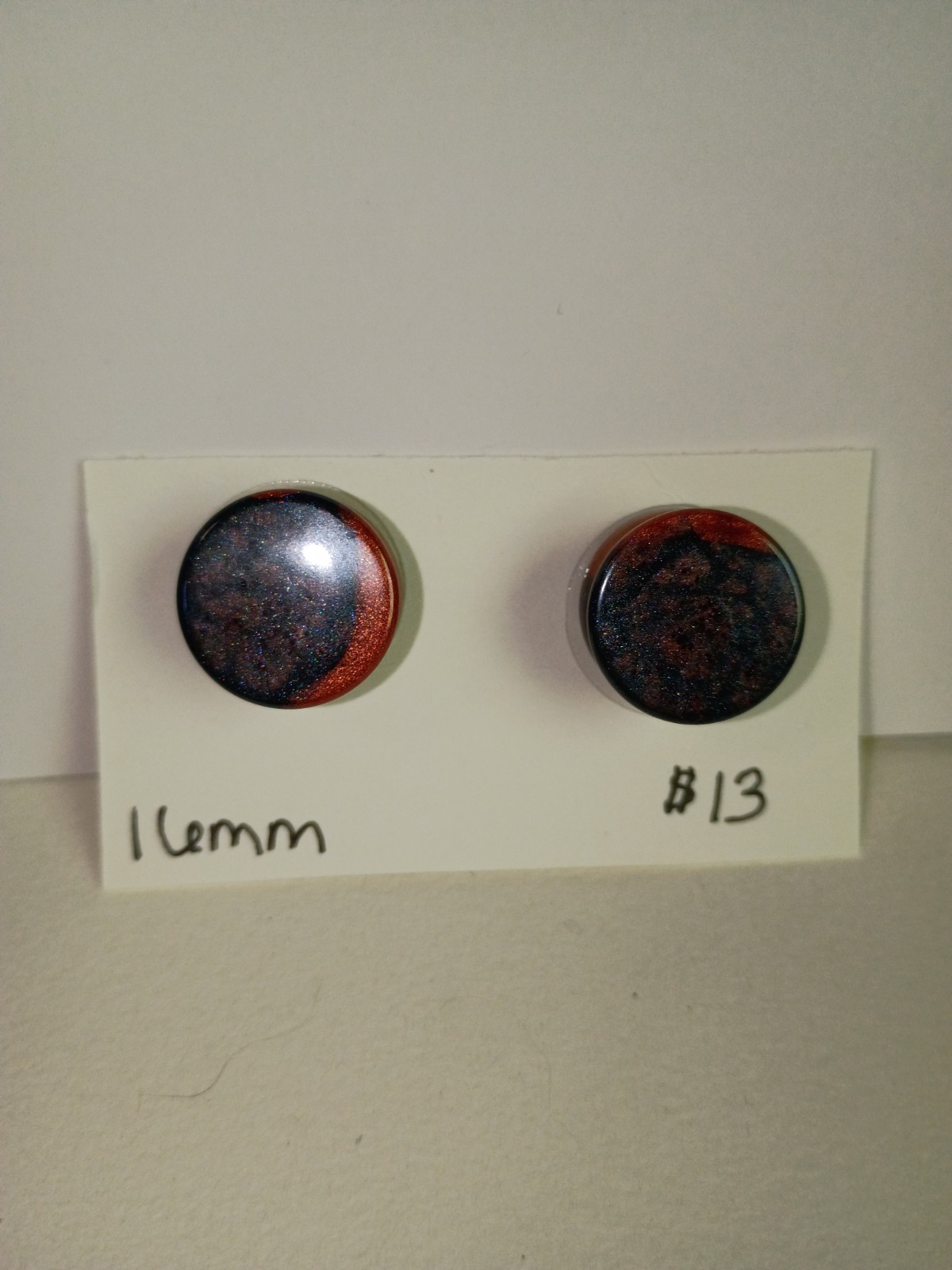 16mm Handmade Deep Blue & Rust Gemstone Effect Resin | Mica Marble Ear Plugs
