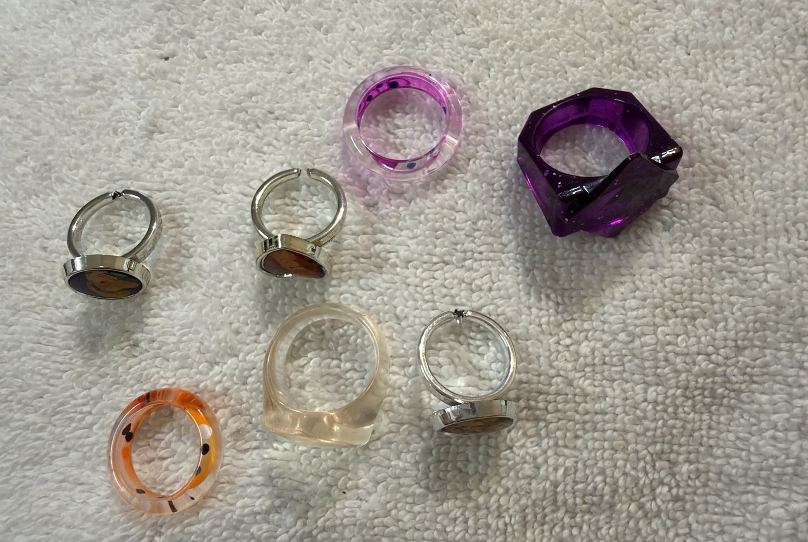 Resin Acrylic Chunky Ring Lot Retro Aesthetic Plastic Mood Statement Rings