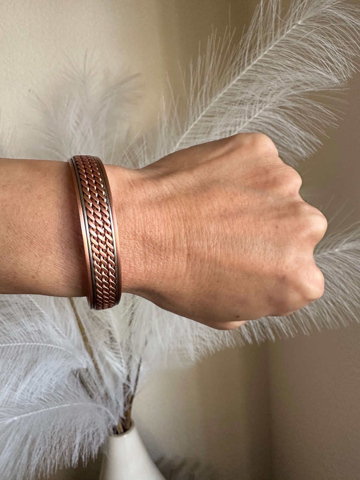 Triple Pure Copper Magnetic Bracelet Bangle Renew Balance Energy Power Calm Joy
