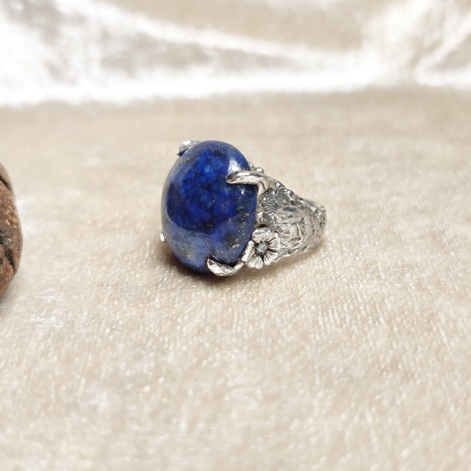 Lapis Ring EU 18 _ US 8 1/4 Silver 925 Handmade Women Jewelry Gift For Her