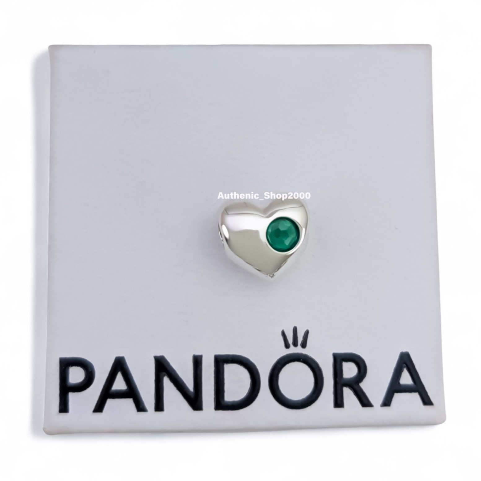 NEW 100% Authentic PANDORA 925 Ale Engravable Green Stone Heart Charm 794161C05