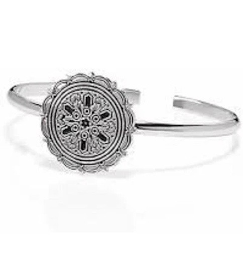 Lenox Sterling Silver Cuff Bracelet Round Filigree Medallion Scalloped Edge New