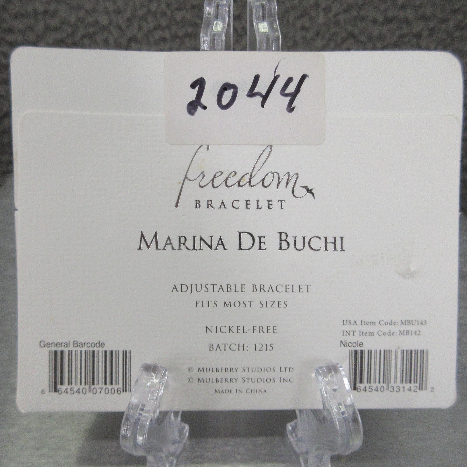 Marina De Buchi Nicole Name Freedom Bracelet Gold Tone Adjustable Nickel Free