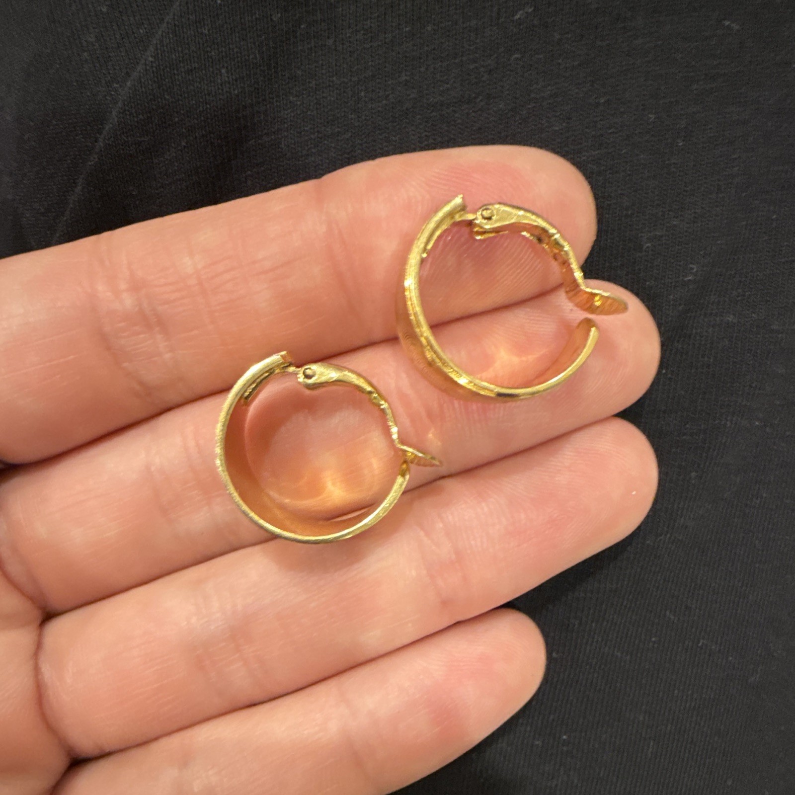 Trifari Gold Tone Hinged Hoop Earrings