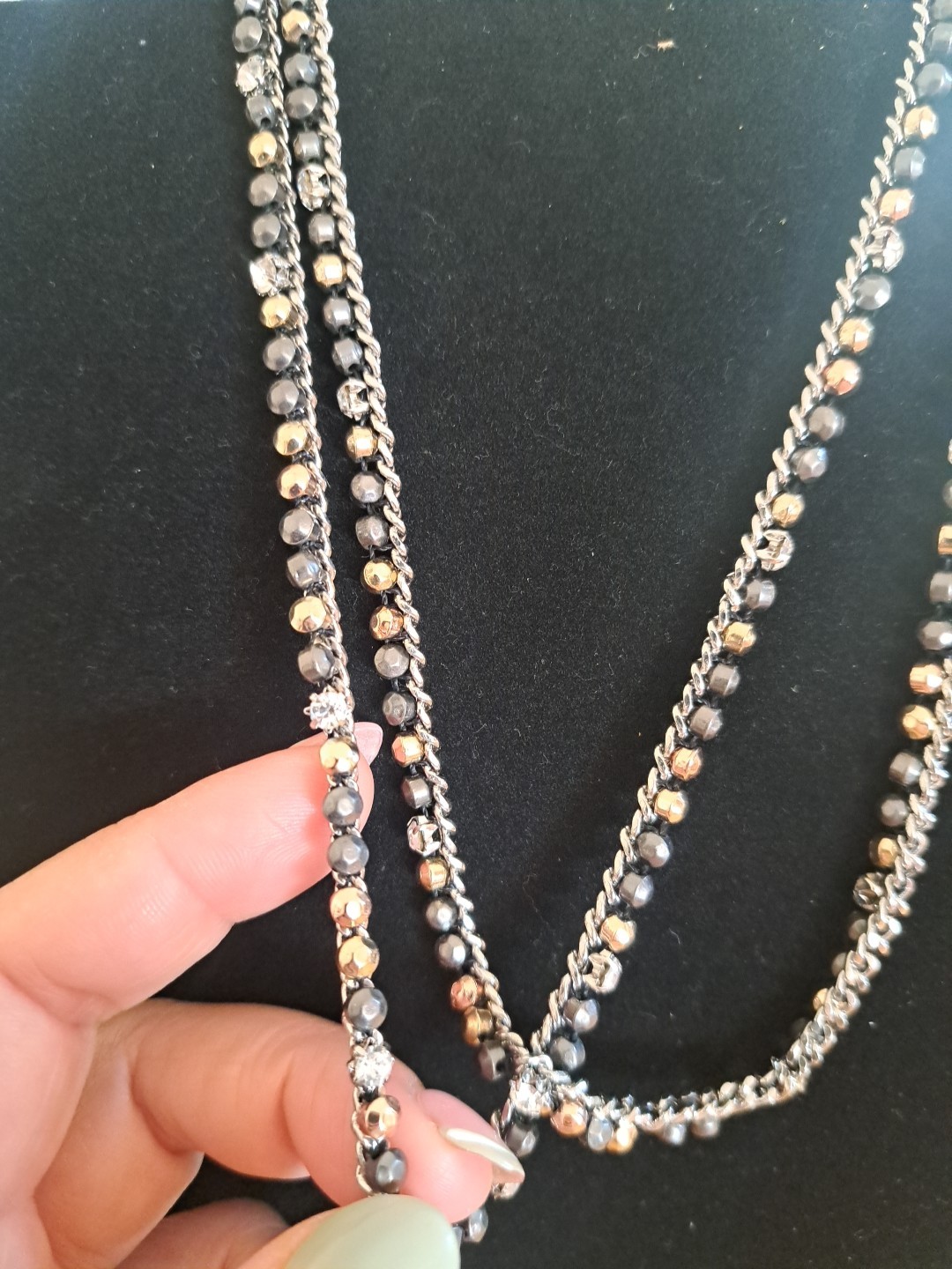 Necklace Womens Costume Jewelry Bronze Brown Beaded No Clasp, Weighted Ends