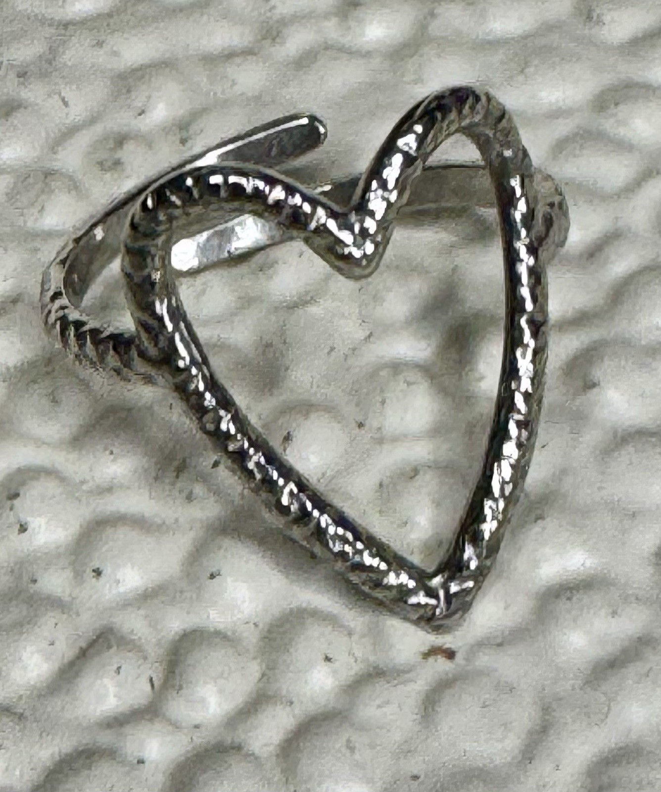 Plunder Silver Adjustable Heart Ring One Size New Without Tags