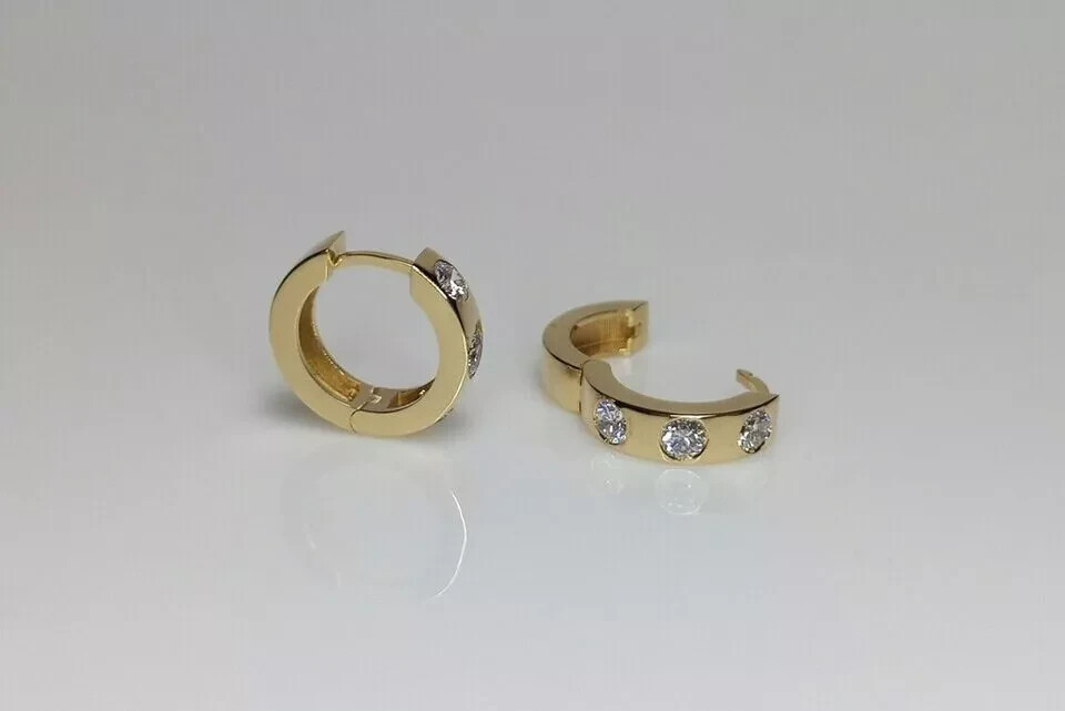 Tiny Hoops Earrings Round 0.50Ct Lab Created VVS1 Diamond 14k Yellow Gold plated