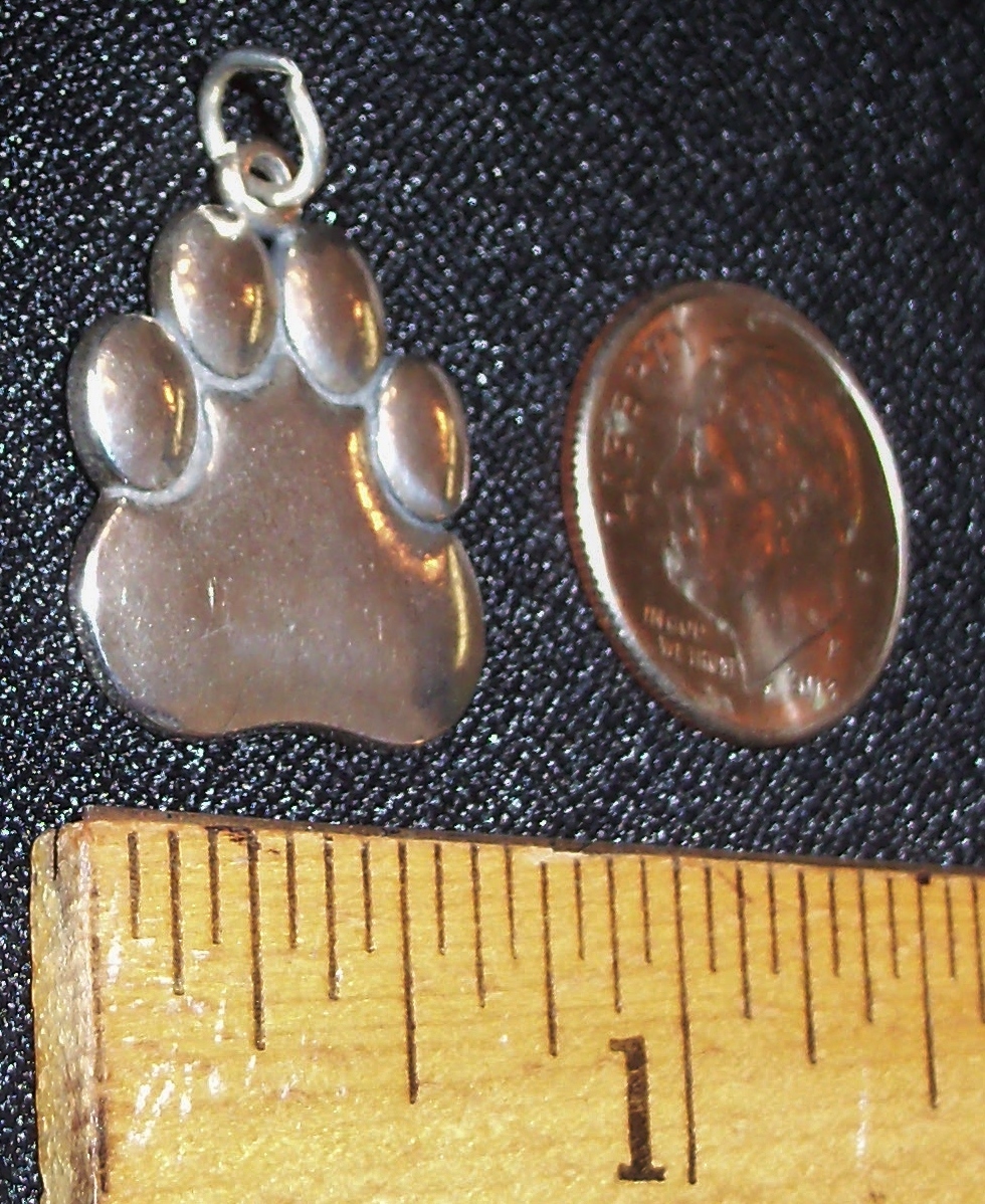 STERLING SILVER 3/4″ X 3/4″ LARGE BEAR PAW CHARM OR PENDANT – MADE IN THE U.S.A.