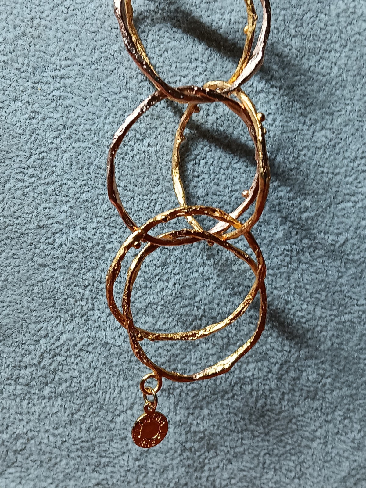 Claudia Jaffe Twisted Circles Necklace Gold Tone 28″