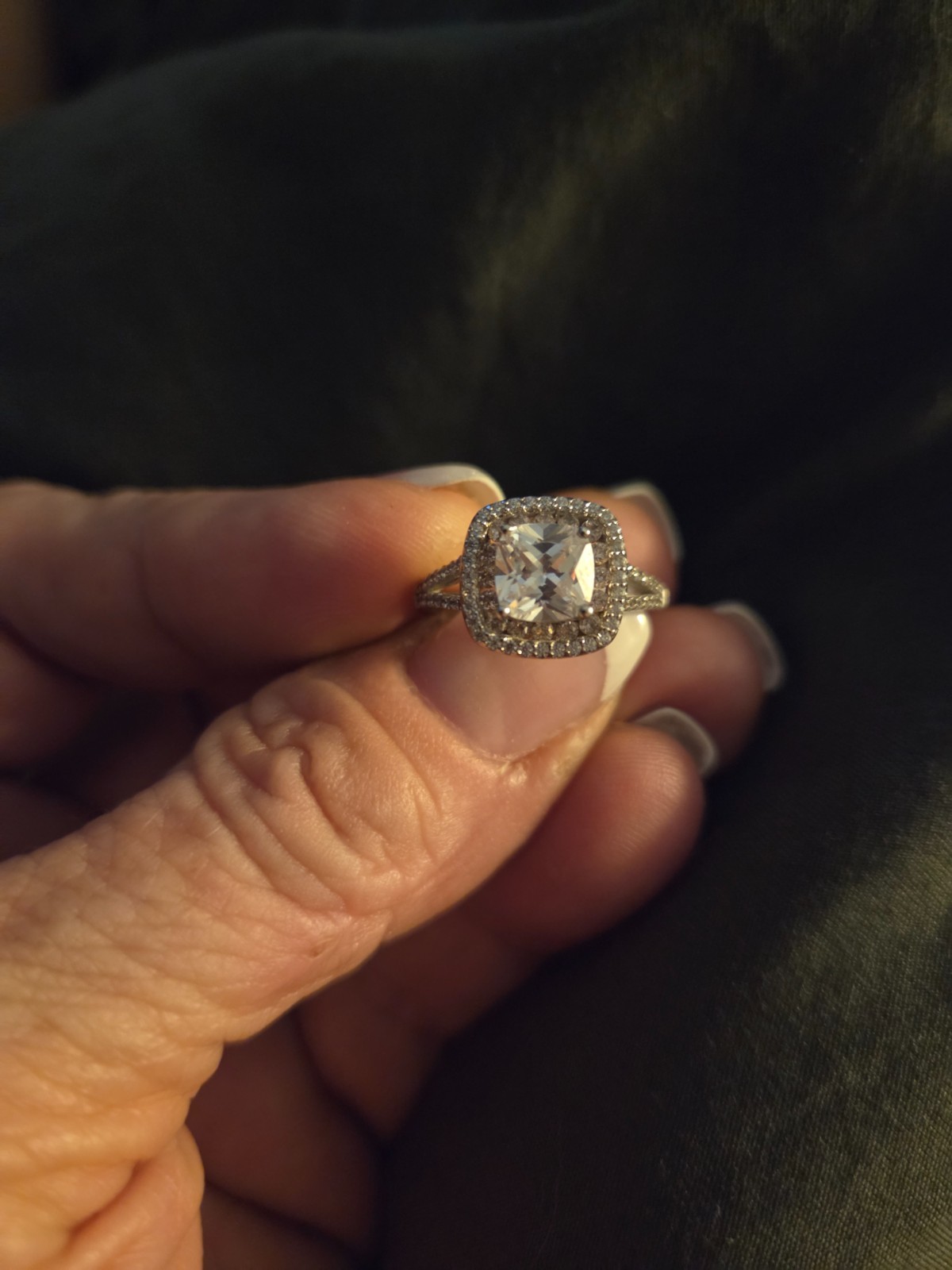 Berricle Brand Clear and Pink Halo style CZ engagement – Size 6