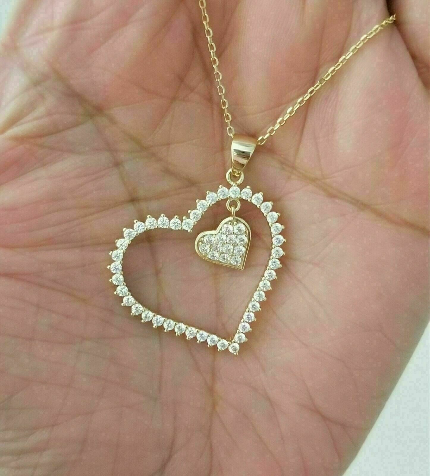 0.50Ct Simulated Diamond Heart Pendant Necklace 14K White Gold Plated Silver