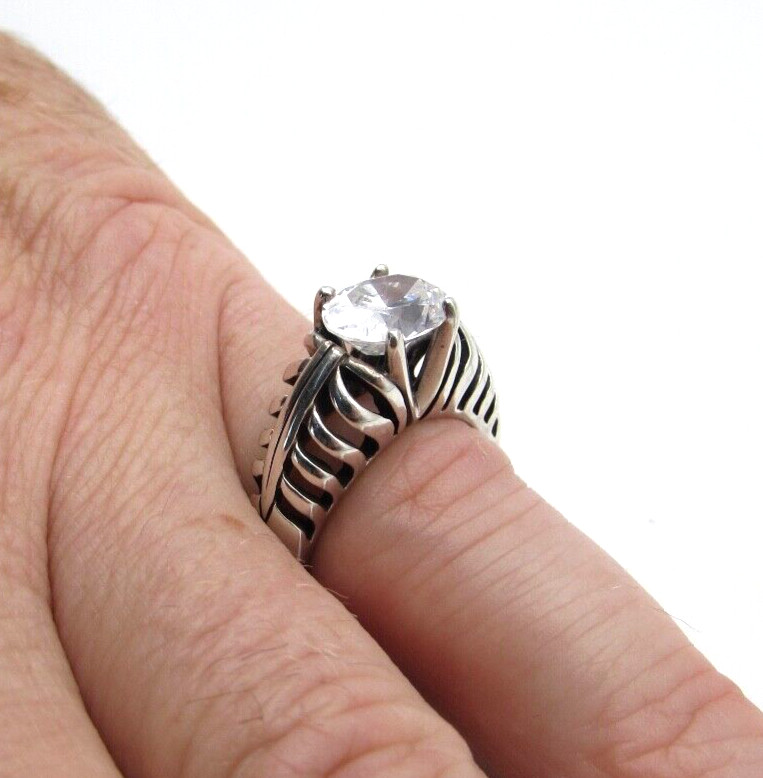 Large KABANA Sterling Silver Ring DQCZ size 8 Solitaire 3.35cts