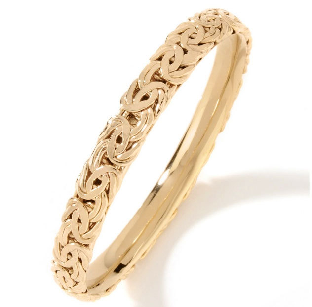 Technibond Byzantine Comfort Fit Bangle Bracelet 14K yellow Gold Plated Silver