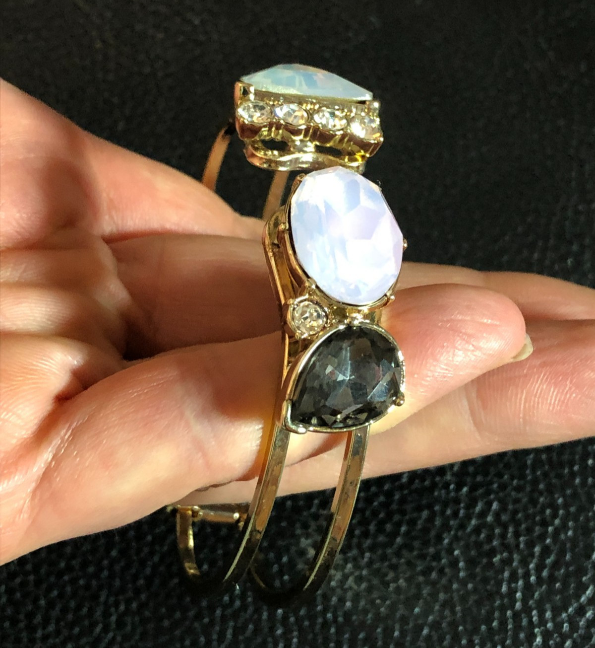 Gold Opalite Crystal Rhinestone Bracelet Clamper WHITE HOUSE BLACK MARKET 3446