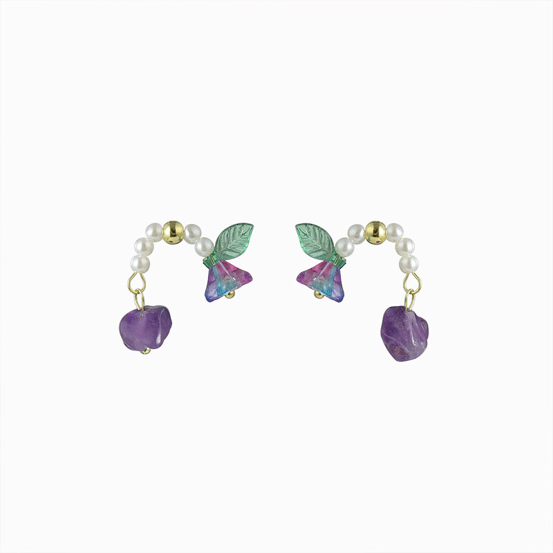 18K Gold Plated Flower Pearl Stud Drop Earrings Womens Jewelry Party Accessories