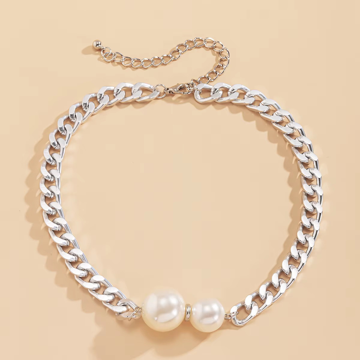 Chunky Cuban Link Choker Silver Color Necklace Womens Fashion Jewelry RAA